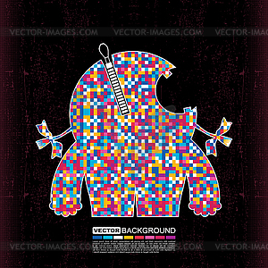 Colorful monster on black grunge background - color vector clipart