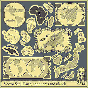 Векторные Set - земля, материки и острова - клипарт в векторном виде