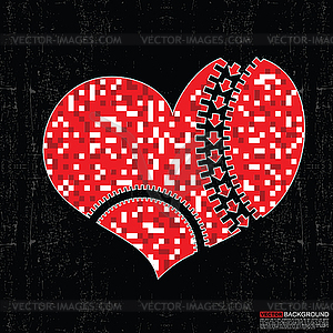 Red heart on black grunge background - vector clipart