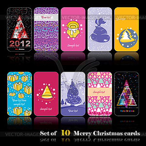 Set of ten merry christmas cards - vector image