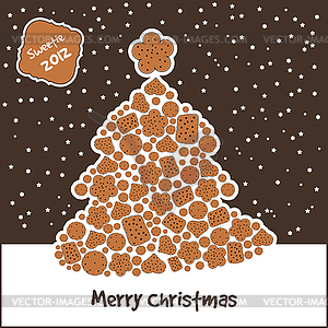 New year card with cookies - vector image