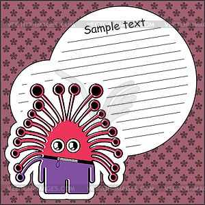 Cartoon monster with message cloud - vector EPS clipart