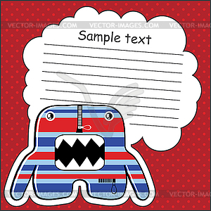 Cartoon monster with message cloud - vector clip art