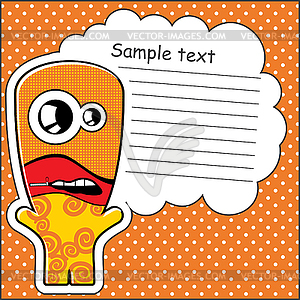 Cartoon monster with message cloud - vector clipart