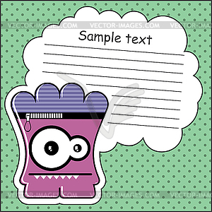 Cartoon monster with message cloud - vector clip art