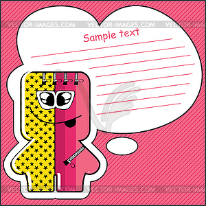 Cartoon monster with message cloud - vector clipart