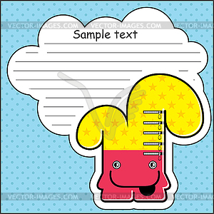 Cartoon monster with message cloud - vector image