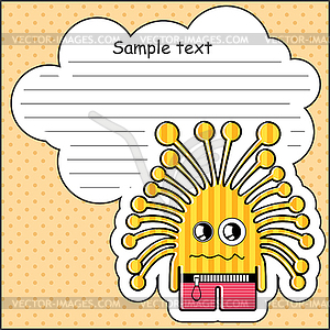 Cartoon monster with message cloud - vector clipart