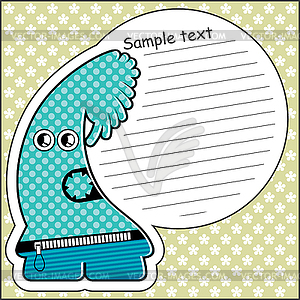 Cartoon monster with message cloud - vector clip art