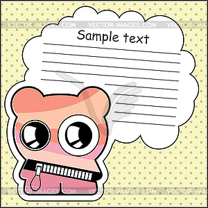 Cartoon monster with message cloud - vector image