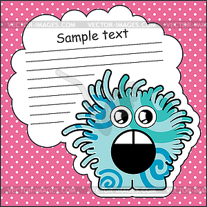 Cartoon monster with message cloud - color vector clipart