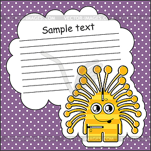 Cartoon monster with message cloud - vector clip art