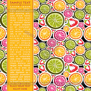 Card with colorful fruits - vector clip art