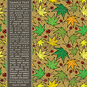 Card with leaves and bugs - vector clipart