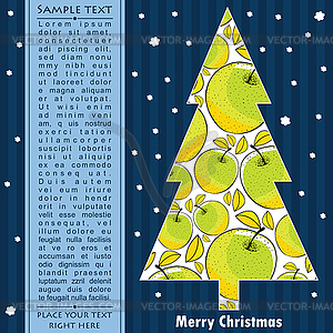 Новогодняя открытка с деревом - стоковый клипарт
