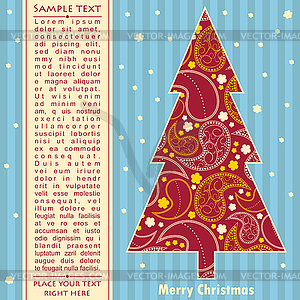 Новогодняя открытка с деревом - векторное изображение EPS