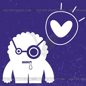 Monster with heart on color background - royalty-free vector clipart