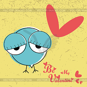 Chicken with heart - vector image