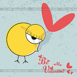 Chicken with heart - royalty-free vector image