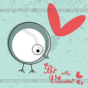 Chicken with heart - vector clip art