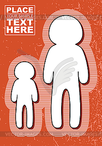 Two funny human on red grunge background - royalty-free vector image