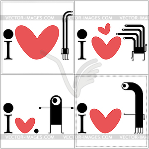 Monsters with heart - vector image