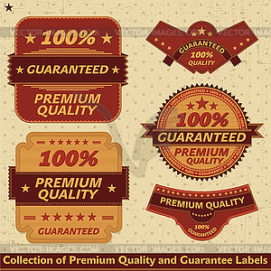 Premium quality and guarantee label collection - vector image