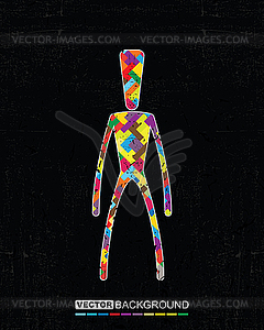 Colorful human on grunge background - vector clipart