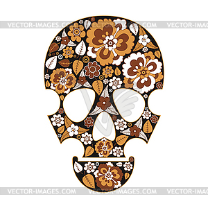 Skull in flowers - vector image
