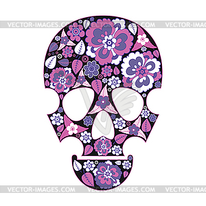 Skull in flowers - vector clipart