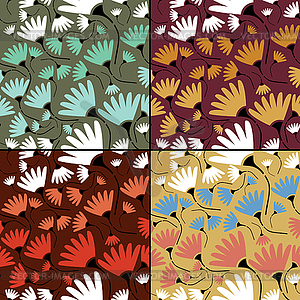 Set of four floral seamless pattern - vector image