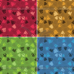 Set of four monster seamless pattern - vector clip art
