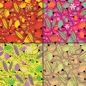 Set of four floral seamless pattern - vector image