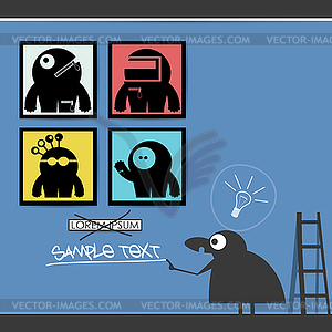 Character in museum - vector clip art