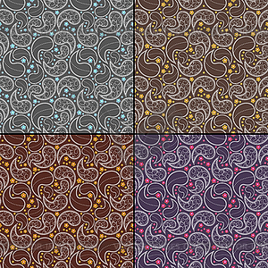 Set of four floral seamless pattern - vector clip art