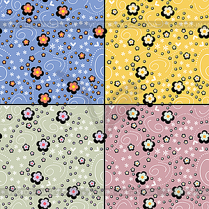 Set of four floral seamless pattern - vector clipart