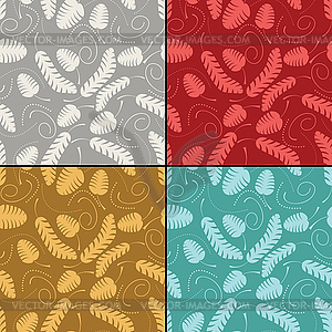 Set of four floral seamless pattern - vector image