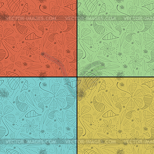 Набор из четырех цветочный бесшовный фон - стоковый векторный клипарт