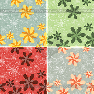 Set of four floral seamless pattern - vector clip art