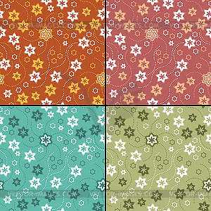 Set of four floral seamless pattern - vector image