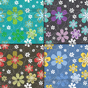 Set of four floral seamless pattern - vector image