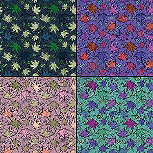 Set of four floral seamless pattern - vector image