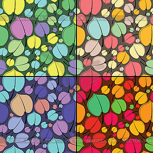 Set of four floral seamless pattern - vector clip art