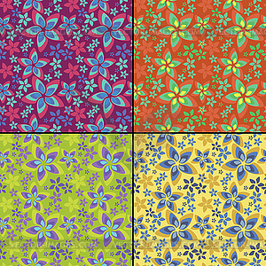 Set of four floral seamless pattern - vector image