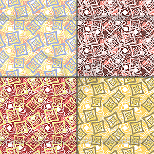 Set of four decorative elements - seamless pattern - vector image