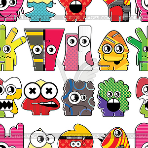 Monsters seamless - color vector clipart