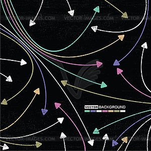 Абстрактные красочные стрелки на гранж фон - векторизованное изображение