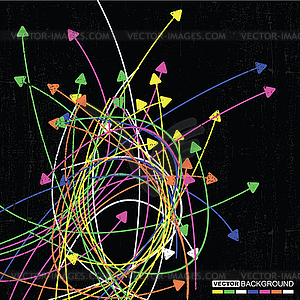 Абстрактные красочные стрелки на гранж фон - иллюстрация в векторе