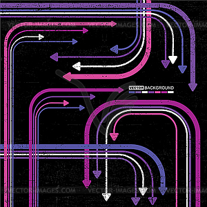 Абстрактные красочные стрелки на гранж фон - векторное графическое изображение