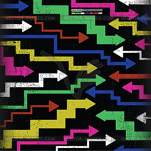 Абстрактные красочные стрелки на гранж фон - клипарт в векторе / векторное изображение